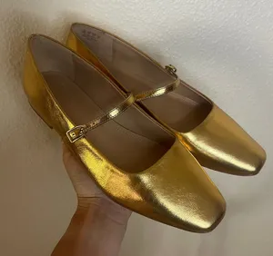 Franco Sarto Valie Mary Jane Faux Leather flats in gold WOMENS 10 thumbnail 1