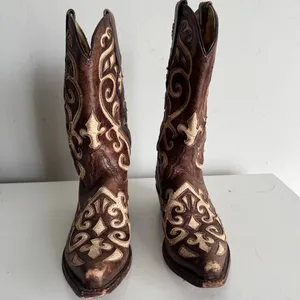 Tony Lama Y2K Floral Design Western Cowboy Boots Size 7 Brown thumbnail 5