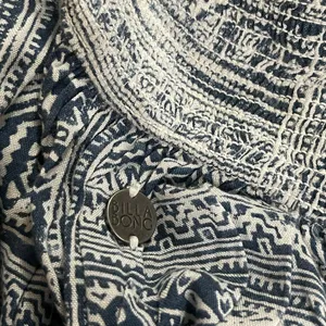 Billabong Blue and White geometric tribal Patterned High-Low Strapless Dress XS thumbnail 13