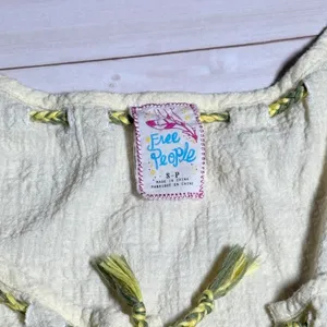 Free People Cotton Gauzy Pale Yellow Romper Small Beach Flowy thumbnail 6