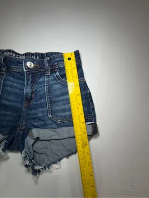 American Eagle Outfitters Distressed Folded Hem Denim Shorts - Dark Blue thumbnail 4