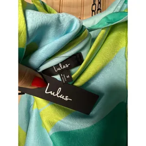 NWT Lulus Betania Blue Multi Abstract Satin One-Shoulder Mini Dress Party Size M thumbnail 6