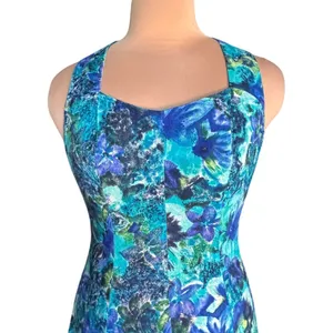 90s‎ All That Jazz Floral Maxi Dress Open Cross Back Blue Green Romantic Fairy thumbnail 3