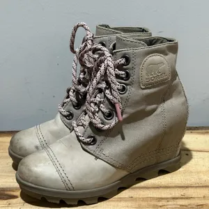 Sorel Canvas & Leather PDX Wedge Lace‎ Up Bootie Size 6.5 A58 thumbnail 2