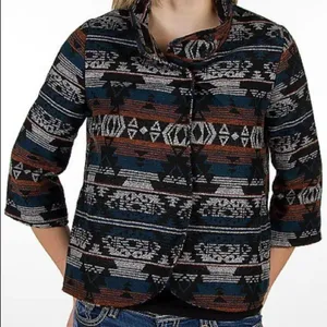 BILLABONG‎ Women's Small Aztec Multicolor Tapestry Print Fall Autumn Jacket thumbnail 1