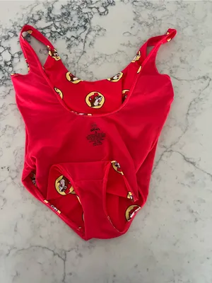 Buc-ees Swimsuit Womens Small Red One Piece Print Stretch Bucees Bathing Suit thumbnail 4