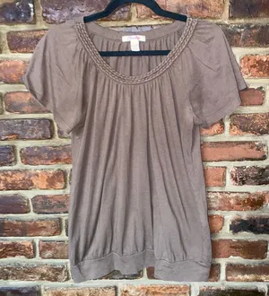 Lena Vintage Y2k Brown Short Sleeve Braided Neck Mini Dress Women's Size Large thumbnail 1