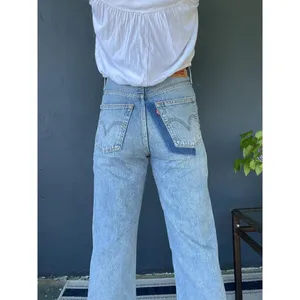 LEVI'S Ribcage High Rise Destructed Straight Jeans in Wash Haleys Comment US 28 thumbnail 3