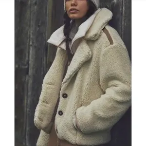 Free People We The Free Joplin Cozy Jacket Cream Sherpa‎ Coat Womens Size L thumbnail 7
