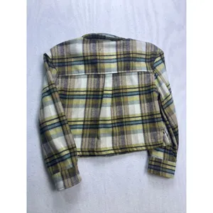 Bagatelle‎ Cropped Shacket Womens Size S Green Plaid Wool Blend Button thumbnail 6