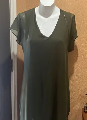 Zara green midi short sleeve dress thumbnail 1