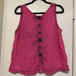Kavu pink tank top button back size L thumbnail 3