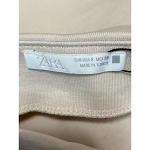 NEW Zara Women Beige Nude Long Sleeve Boat Neck Drape Soft Blouse Top Size S thumbnail 3