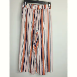 Zara Trafaluc Pink & White Striped Wide‎ Leg Cropped Pants Women's XS thumbnail 7