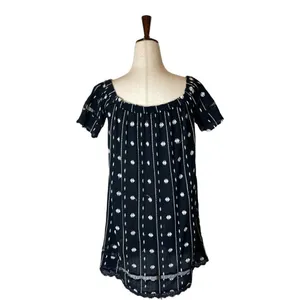 Topshop Dress Women 2 Black White Embroidered‎ Off The Shoulder Tunic Mini thumbnail 5