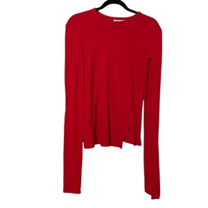 Helmut Lang Red Ribbed Knot Long Sleeve Slightly Cropped Sweater Womens S Casual thumbnail 2