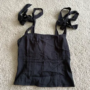 Reformation adelia top Shirred Organic black boho Cotton cami tank blouse size 0 thumbnail 2