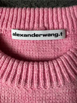 Alexander Wang Debossed Stacked Logo Cropped Sweater Pink, Size XS thumbnail 3