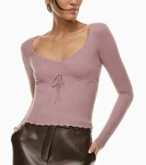 Wilfred Dusty Pink Long Sleeve Ribbed Top A553 thumbnail 1