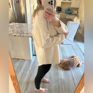 H&M Cream Teddy Sherpa Half Zip Pullover Medium Cozy Fleece thumbnail 4