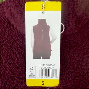 NEW Sage Women’s Maroon/Burgundy Fleece Outdoor Zip-Up Stand Collar Vest, Size S thumbnail 10