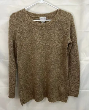 Vintage Allison Taylor‎ women's brown chunky knit Crewcut soft sweater medium thumbnail 1