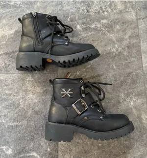 Xelement Black Leather Lace Up Boots Oil Resistant Style 2451 Size 7.5 thumbnail 1