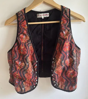 Free People Gemini Quilted Vest Top in Rust Size XS Euc Please Read thumbnail 1