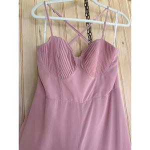 NWOT Lulus Priela Pink Ruffled Lace-Up Maxi Dress Holiday Party Bridesmaid Sz L thumbnail 4