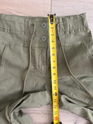 Anthropologie Maeve Utility High Rise Wide Leg Tailored Trousers Olive Green XS thumbnail 10