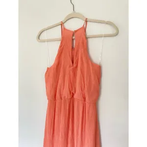 NWTs All in Favor Maxi‎ Dress Coral Halter Ruffle Autumn Parisian Boho Party thumbnail 5