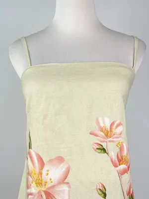 NWOT Farm Rio Linen Blend Floral Print Sleeveless Mini Dress Elastic Waist Sz M thumbnail 5