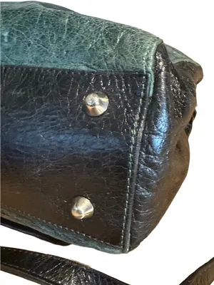 Pulicati Green & Black Crinkled Leather Cross Body Bag thumbnail 9