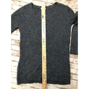 Garnet Hill Sweater Small S Gray GreyCrew Neck Cable Knit‎ Jumper thumbnail 6