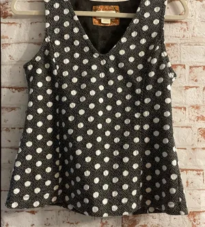 Anthropologie Maeve Black and White Polka Dot Blouse thumbnail 1