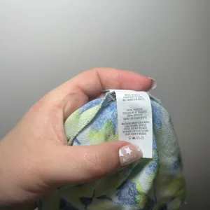 Aerie Blue Lime Green Floral Tie Front Smocked Back Cami Mini Dress Large beach thumbnail 7