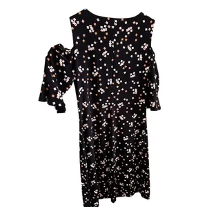 Tommy Hilfiger Women's Midi Dress Black Floral Size 2 Long Sleeve Boho Chic Fall thumbnail 3