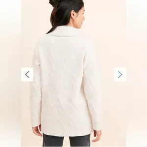 Anthropologie Flat White Knit Button-front Sweater Coat Jacket W1167 Sz M thumbnail 3