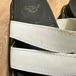 Dr. Martens | Woman's Blaire White Black Leather Platform Slide Sandals, Size 10 thumbnail 10