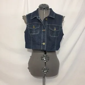 Christopher Banks Cropped Denim Vest Womens M Used thumbnail 5