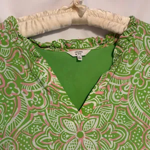 Crown & Ivy Preppy Floral Green and Pink Dress XL thumbnail 2