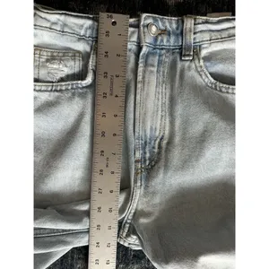 H&M &Denim 90’s Straight Ultra High Waist Jeans Wide Leg Light Distressed Size 2 thumbnail 7