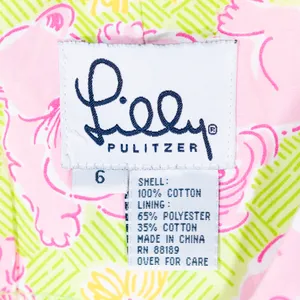 Lilly Pulitzer Vintage White Label Lion Floral Animal Print Pattern Shift Dress thumbnail 2