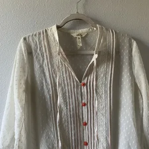 Matilda Jane Womens Size Medium Ivory Sheer Swiss Dot Blouse Top thumbnail 2