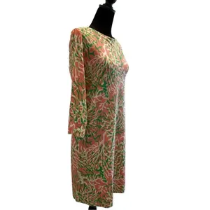 Crown & Ivy Beach Long Sleeve Pink/Coral and Green XS Mini Dress thumbnail 3