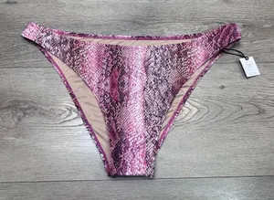 Shade‎ & Shore Pink Snakeskin High Leg Extra Cheeky Bikini Bottom Large NWT thumbnail 1