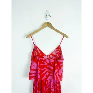 Vici Pink Red Tropical Print Maxi Dress Small Sleeveless Beach Vacation thumbnail 13