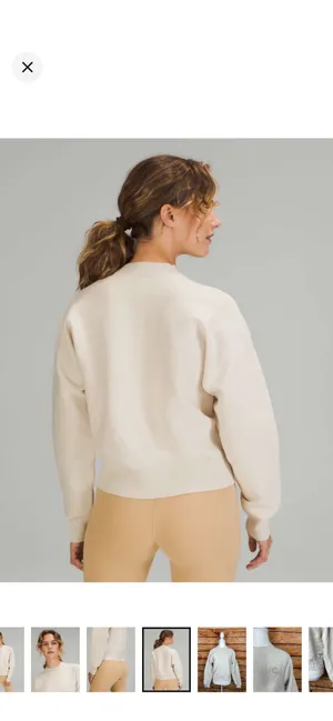 Lululemon All Around Crewneck Sweater White Opal Like New Size 8. Size tag missing- use measurements. Stretchy structured material. See pics for more info. Style W3ERJS 19.5-20.5” bust thumbnail 3