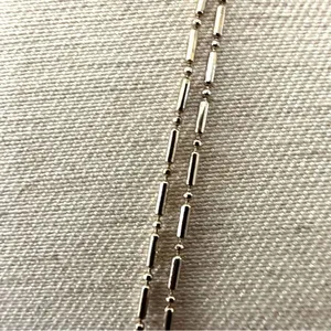 Long gold tone double chain small leaf pendant thumbnail 6