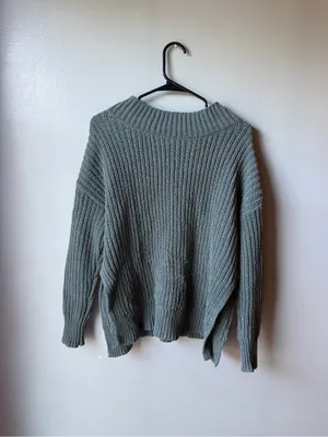 Aerie Sage Green Chunky Knit Oversized Sweater Women’s XS thumbnail 2